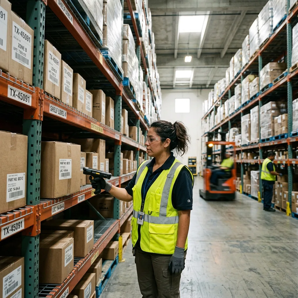 Warehouse worker scanning inventory in Texas distribution center